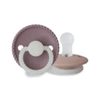 FRIGG Rope Night Pacifier Round 2-Pack Silicone - Size 1 (0-6 Months) - Twilight Mauve & Blush