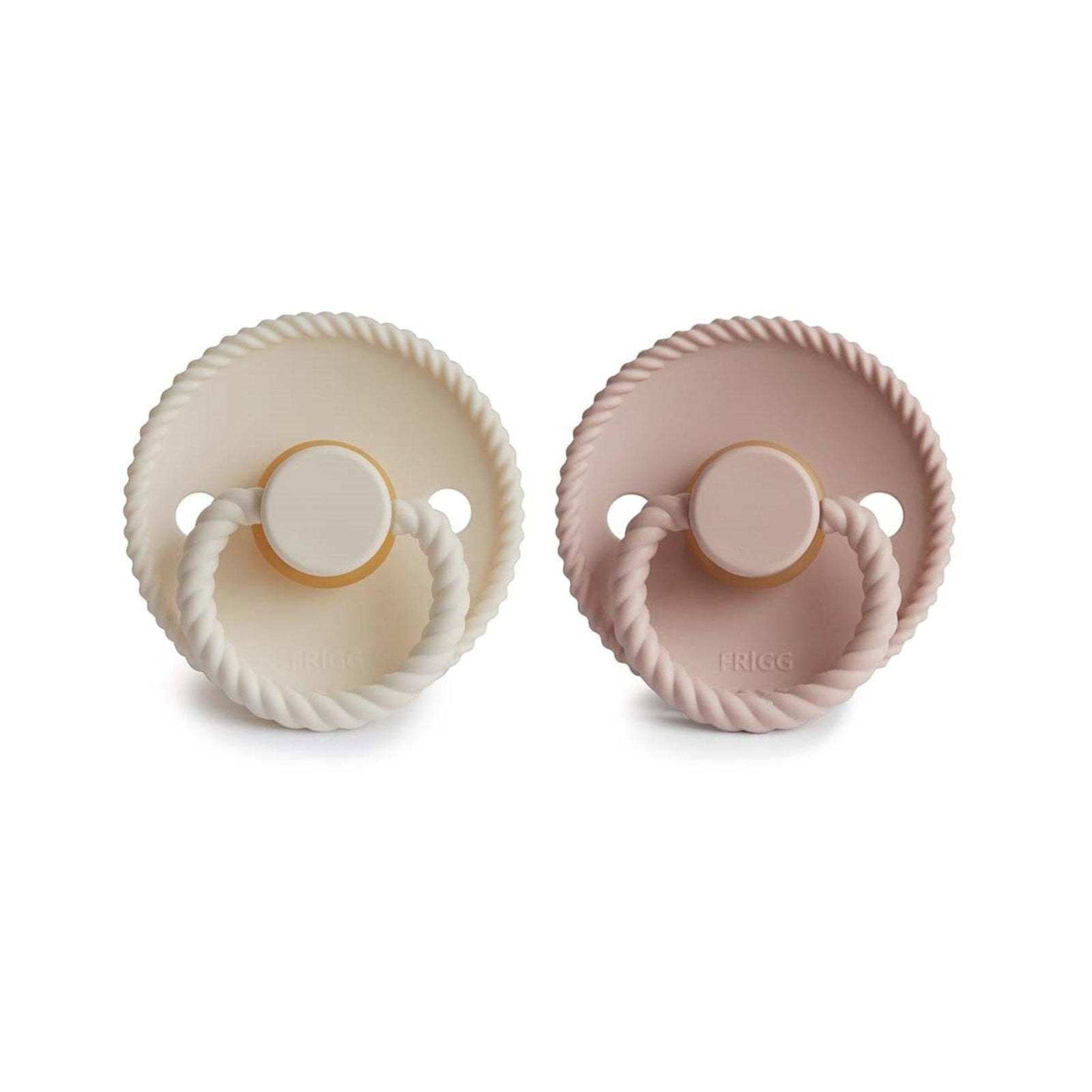 FRIGG Rope Pacifier Round 2-Pack Latex - Size 2 (6-18 Months) - Cream & Blush
