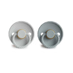 FRIGG Rope Pacifier Round 2-Pack Latex - Size 1 (0-6 Months) -  French Gray & Silver Gray