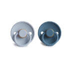 FRIGG Rope Pacifier Round 2-Pack Latex - Size 2 (6-18 Months) - Powder Blue & Ocean View