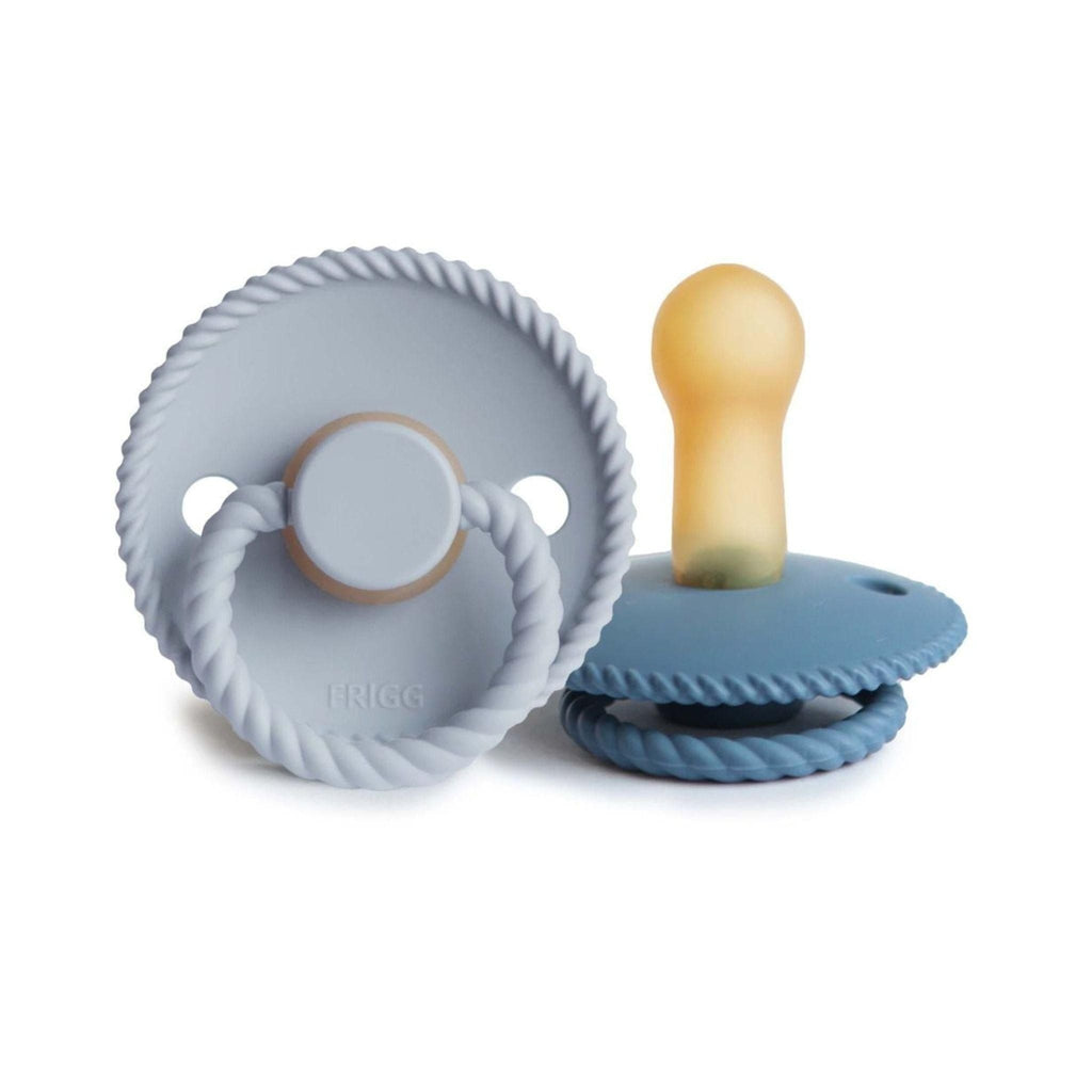 FRIGG Rope Pacifier Round 2-Pack Latex - Size 2 (6-18 Months) - Powder Blue & Ocean View