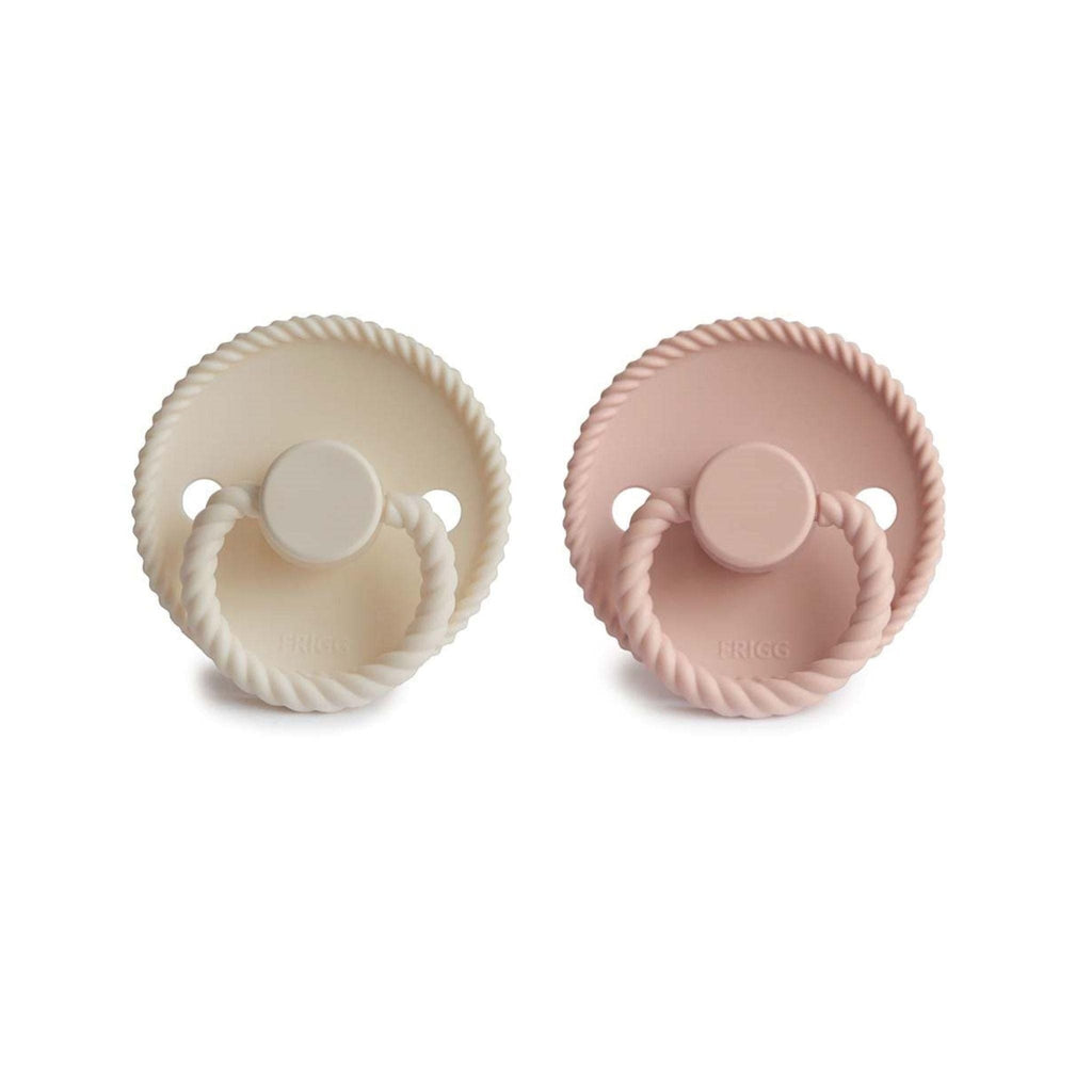 FRIGG Rope Pacifier Round 2-Pack Silicone - Size 1 (0-6 Months) - Cream & Blush