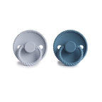 FRIGG Rope Pacifier Round 2-Pack Silicone - Size 1 (0-6 Months) - Ocean View & Powder Blue
