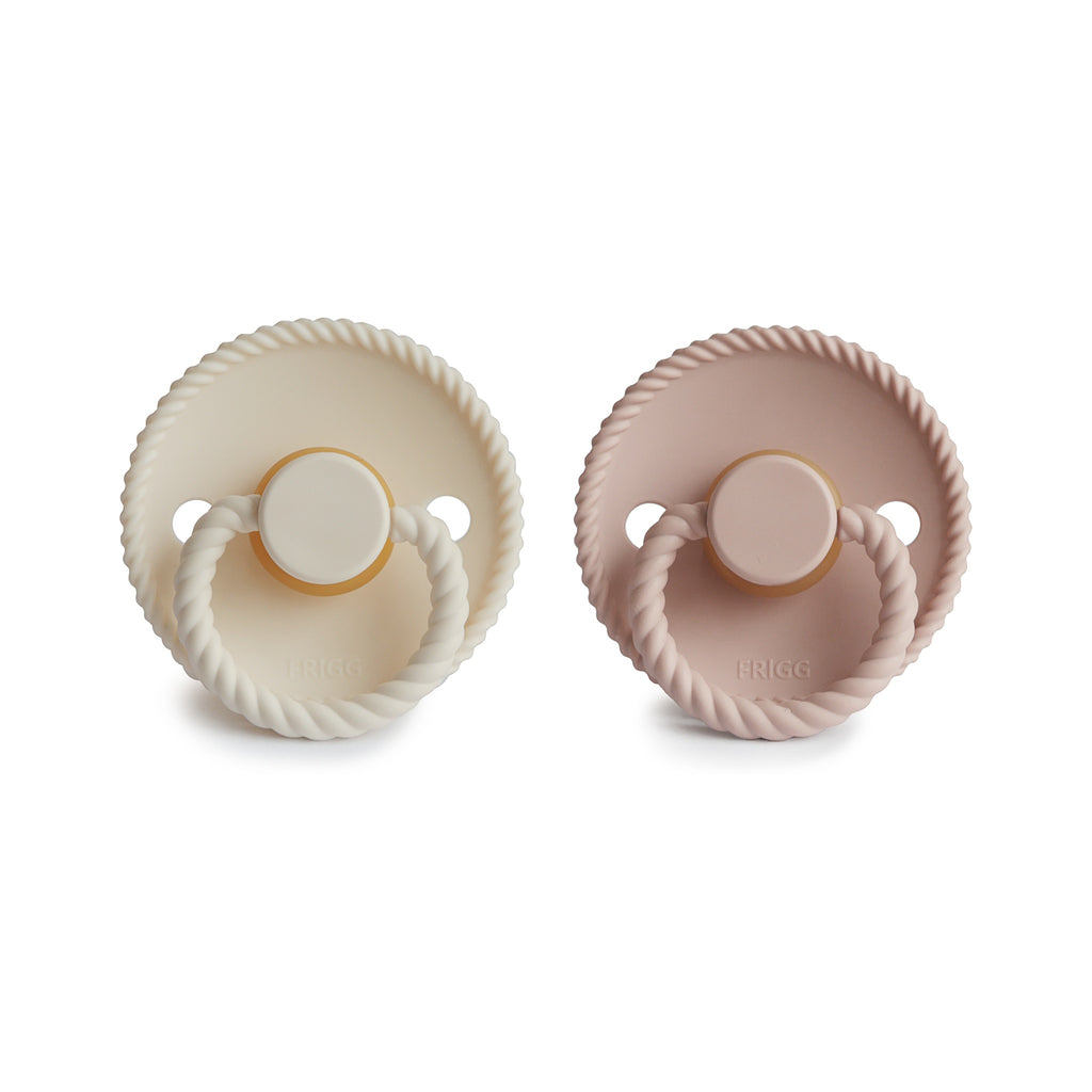 FRIGG Rope Round Natural Rubber Pacifier 2-Pack | Soft Nipple for Seamless Soothing