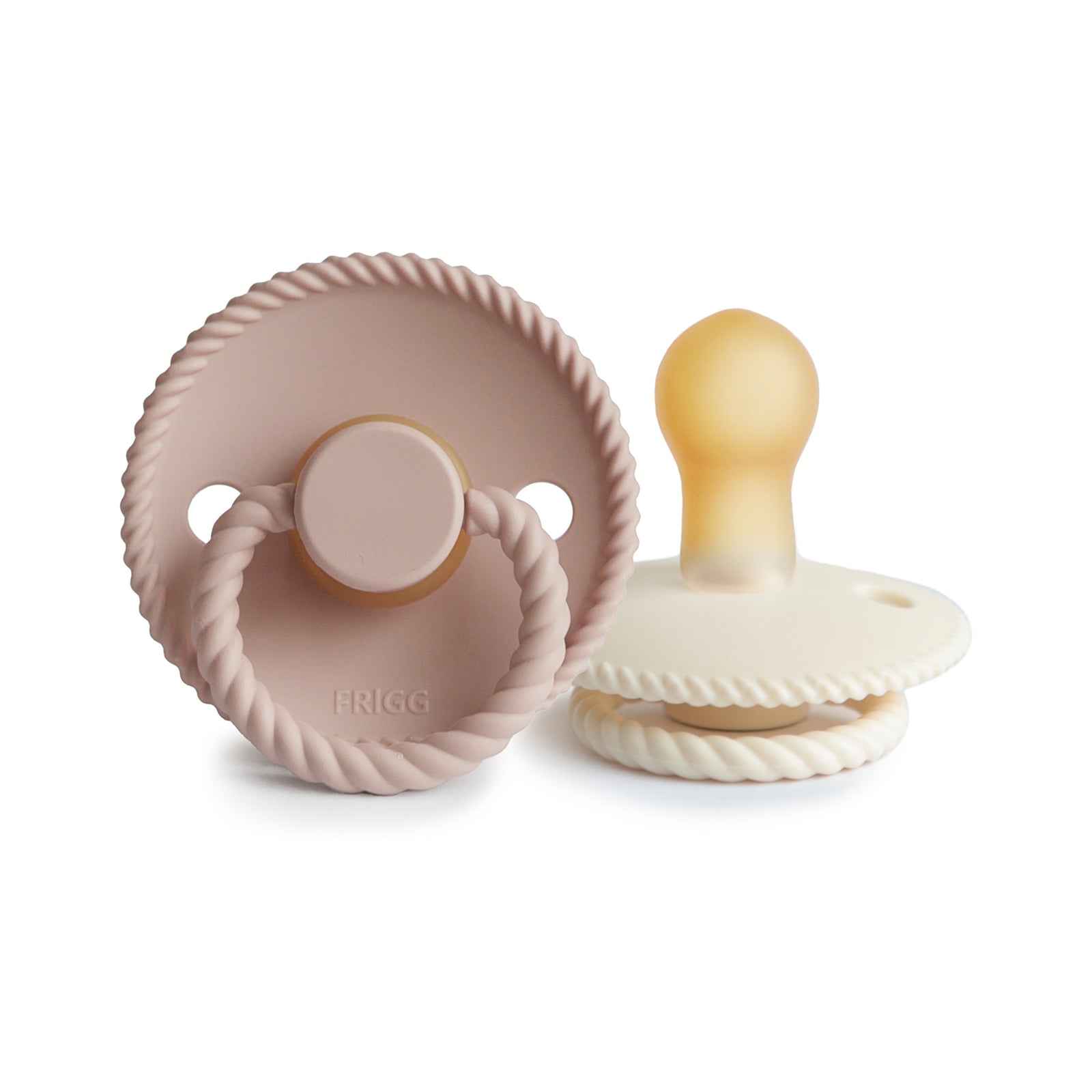 FRIGG Rope Round Natural Rubber Pacifier 2-Pack | Soft Nipple for Seamless Soothing