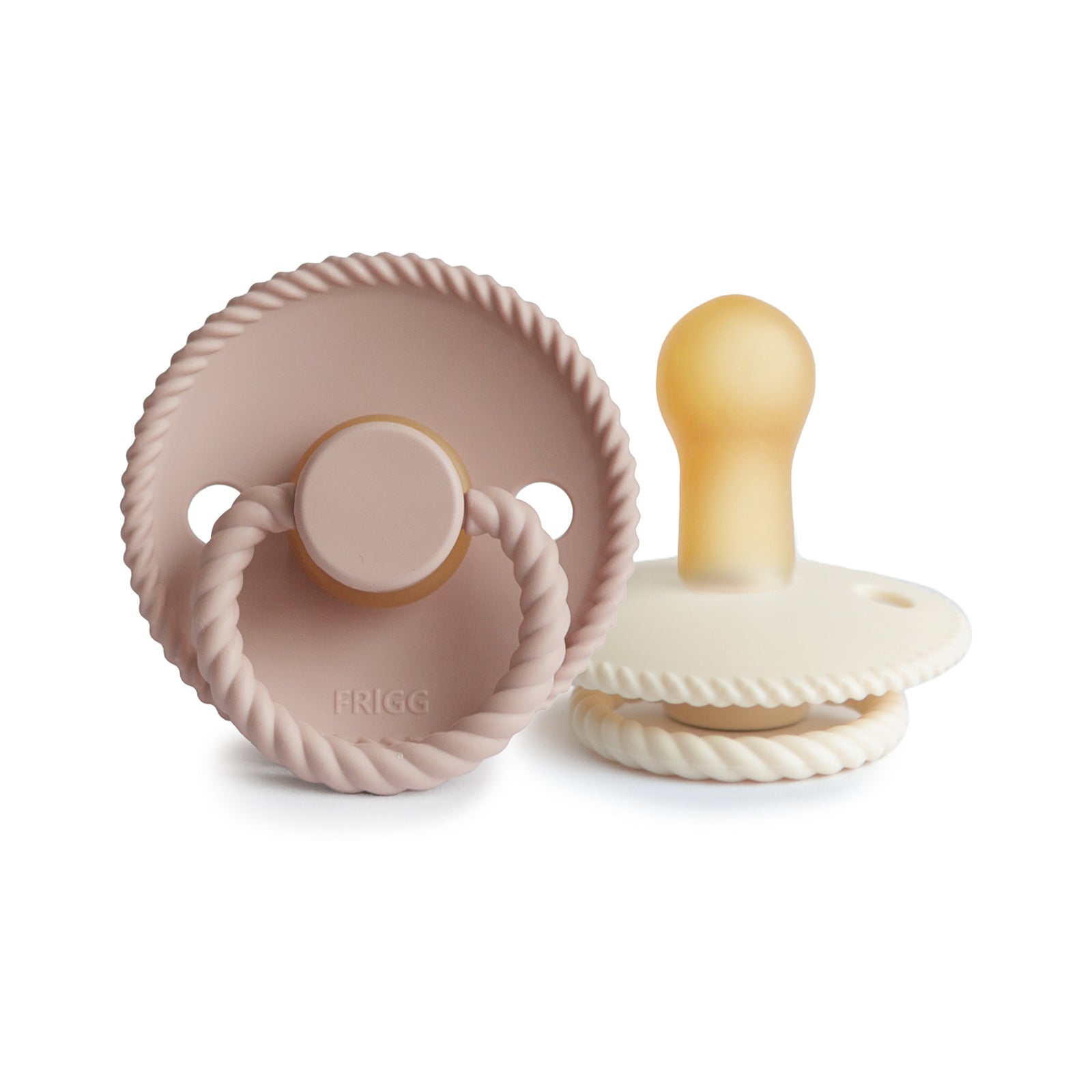 FRIGG Rope Round Natural Rubber Pacifier 2-Pack | Soft Nipple for Seamless Soothing