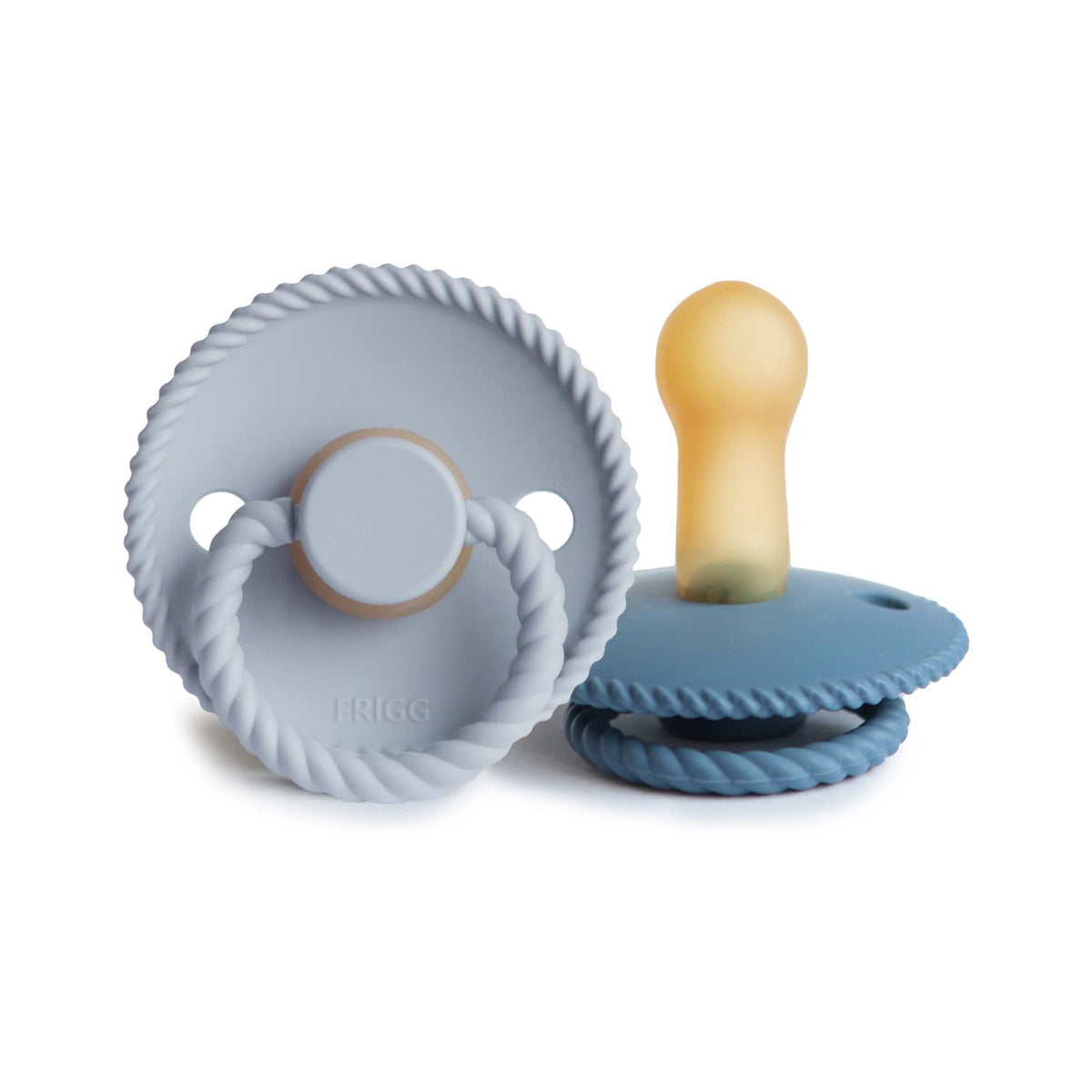 FRIGG Rope Round Natural Rubber Pacifier 2-Pack | Soft Nipple for Seamless Soothing