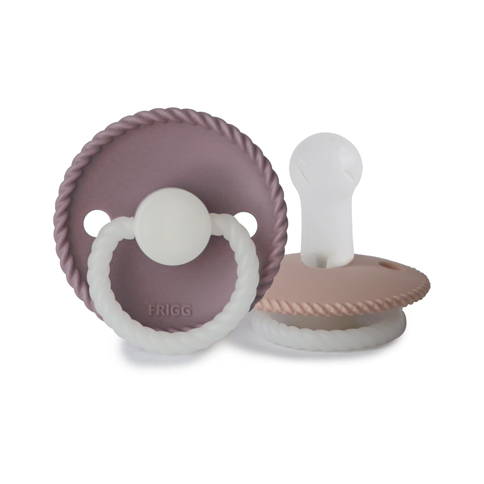 FRIGG Rope Round Night Silicone Pacifier 2-Pack | Glow-in-the-Dark Duo for Peaceful Nights