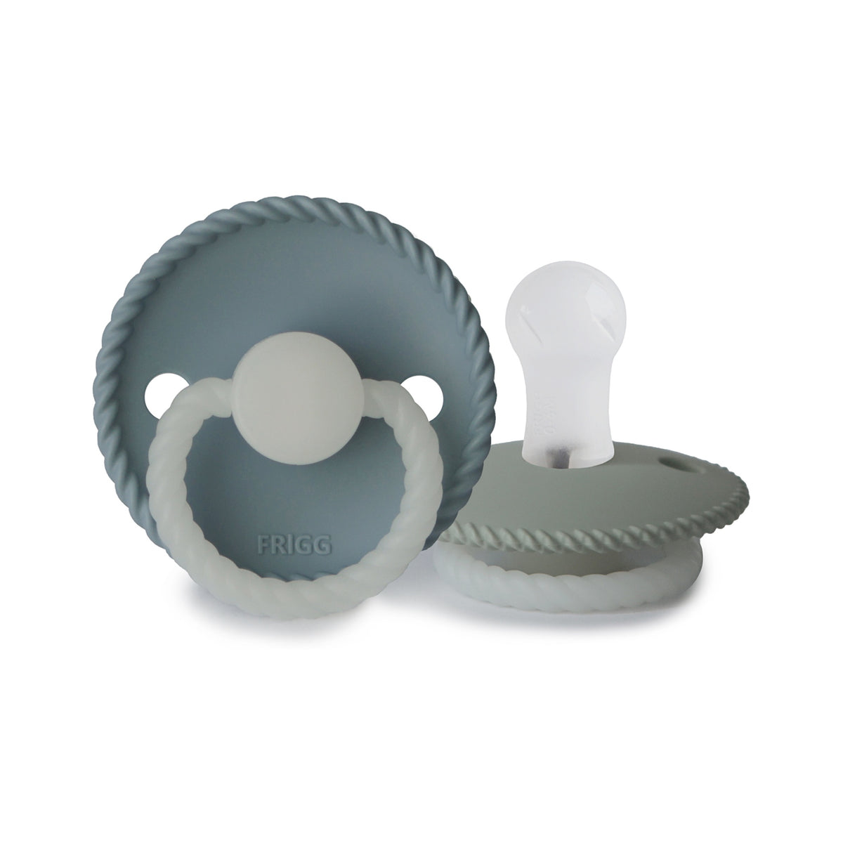 FRIGG Rope Round Night Silicone Pacifier 2-Pack | Glow-in-the-Dark Duo for Peaceful Nights