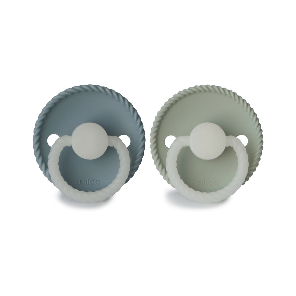 FRIGG Rope Round Night Silicone Pacifier 2-Pack | Glow-in-the-Dark Duo for Peaceful Nights