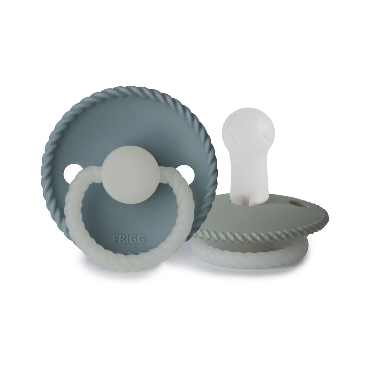 FRIGG Rope Round Night Silicone Pacifier 2-Pack | Glow-in-the-Dark Duo for Peaceful Nights