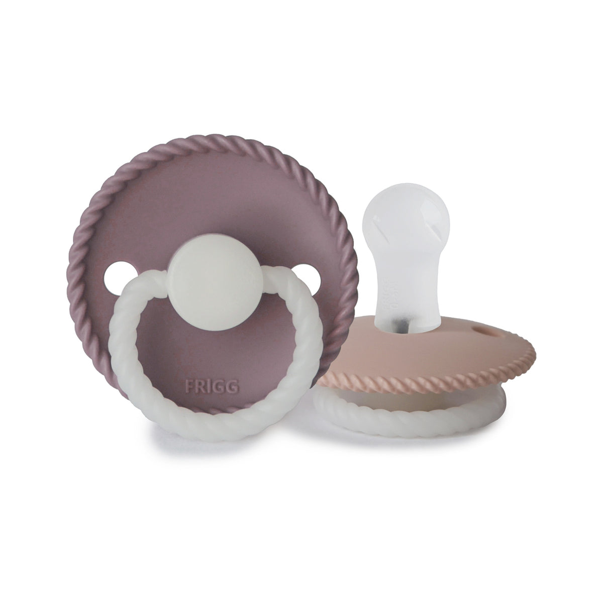 FRIGG Rope Round Night Silicone Pacifier 2-Pack | Glow-in-the-Dark Duo for Peaceful Nights