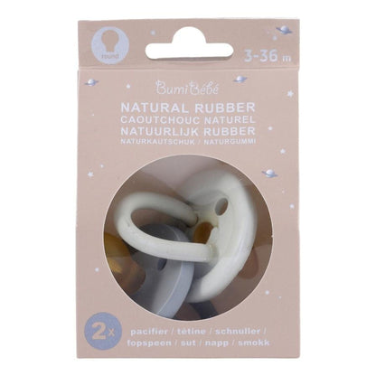 Hevea Natural Rubber Bumibébé Pacifier Round 3-36 Months 2-Pack