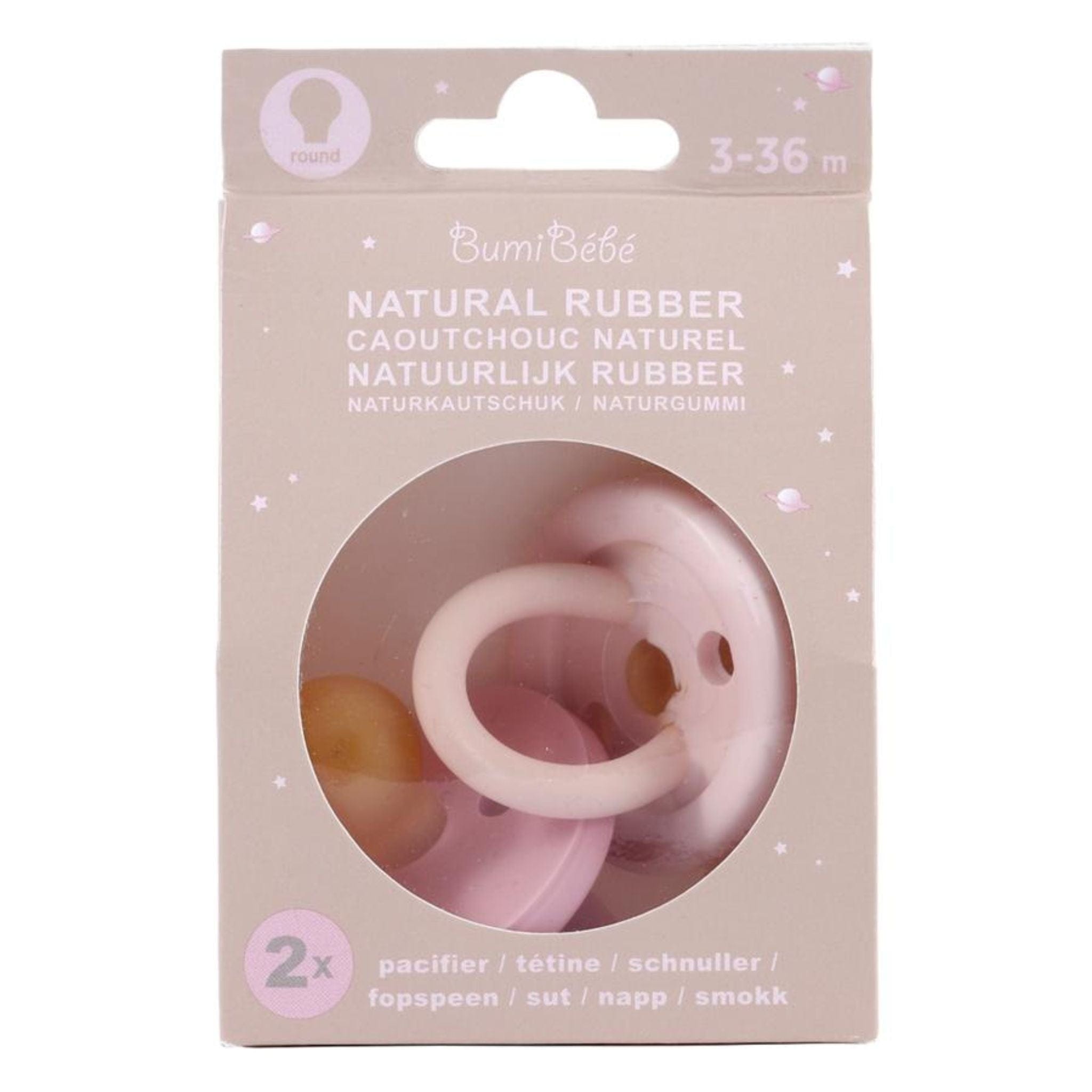 Hevea Natural Rubber Bumibébé Pacifier Round 3-36 Months 2-Pack