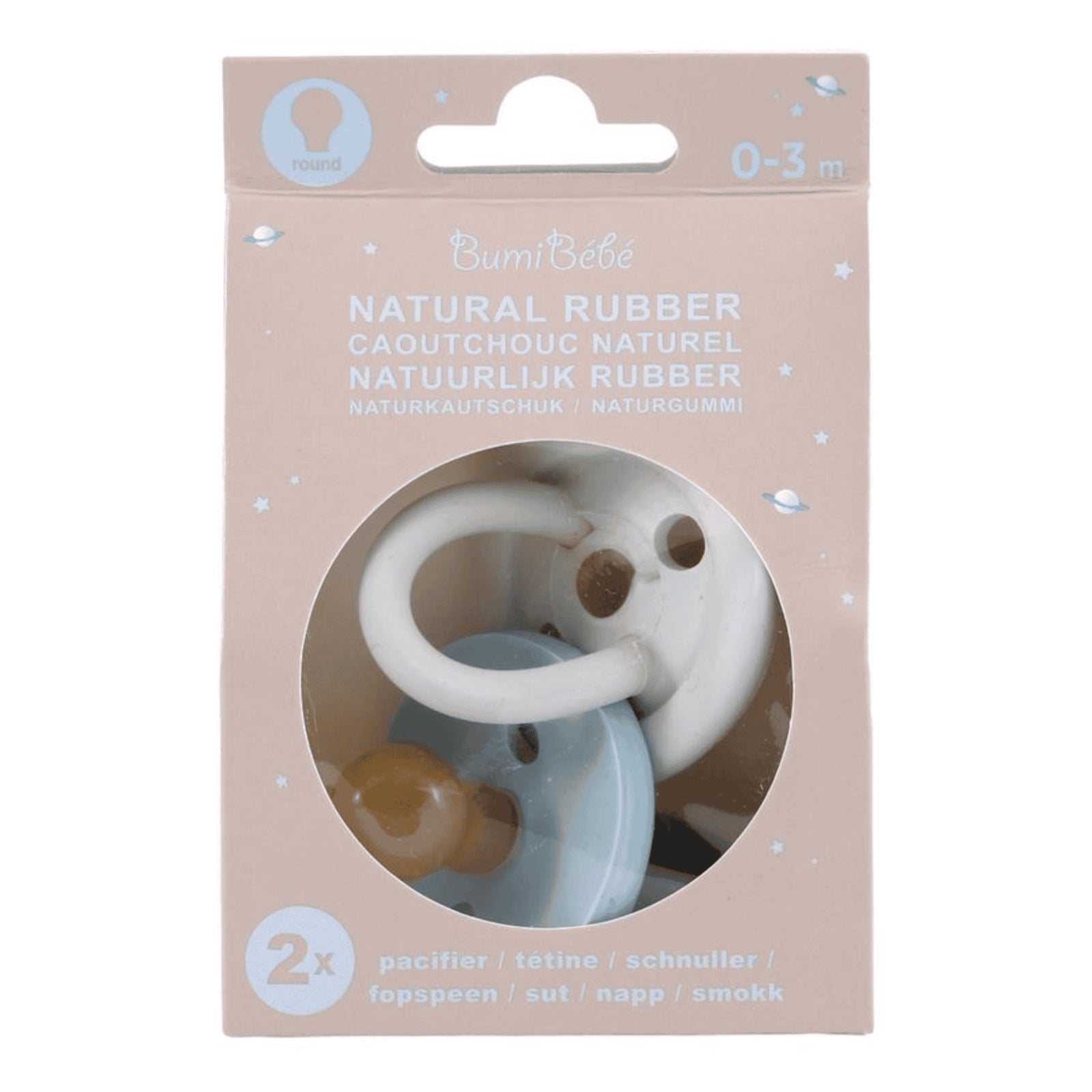 Hevea Natural Rubber Bumibébé Pacifier Round 0-3 Months 2-Pack