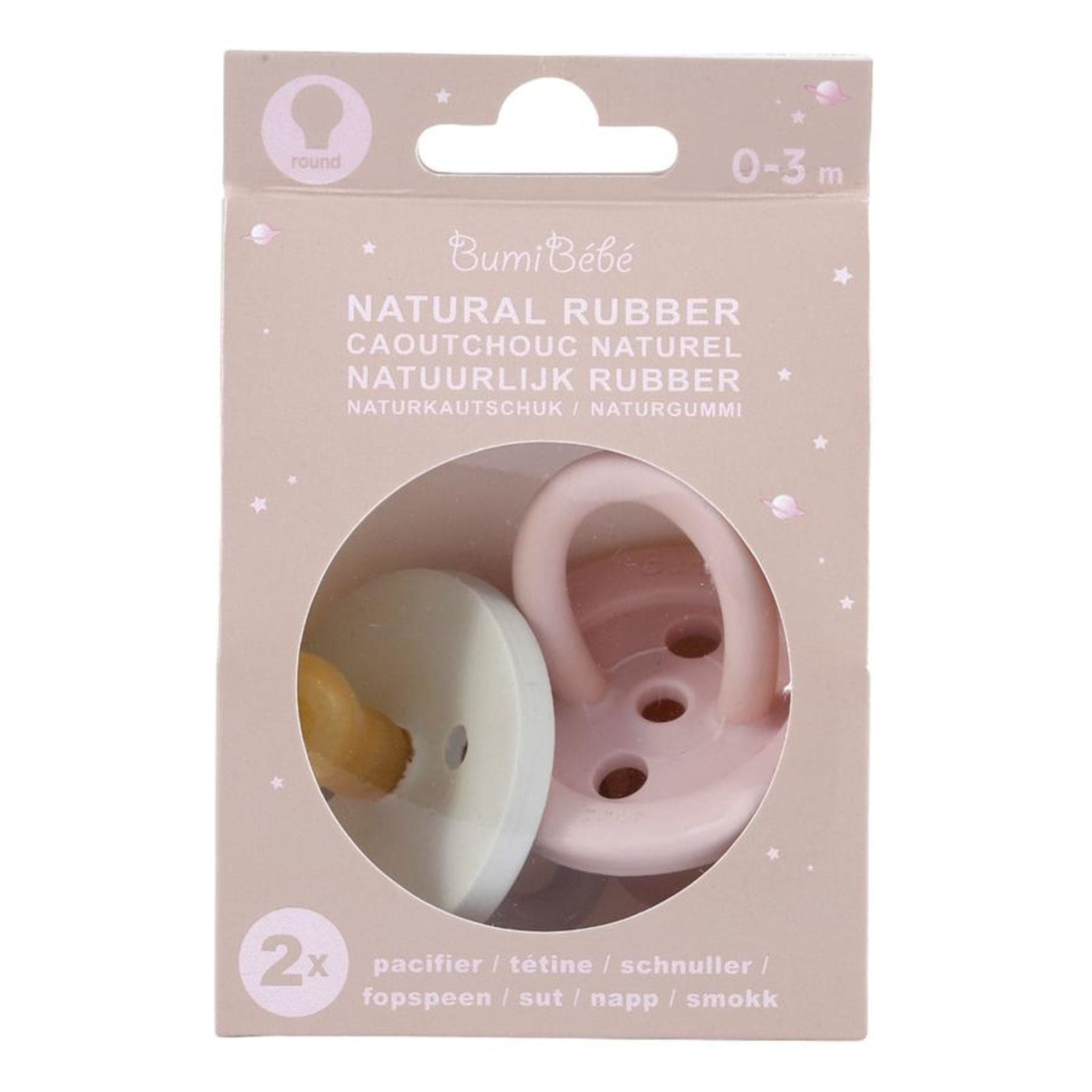 Hevea Natural Rubber Bumibébé Pacifier Round 0-3 Months 2-Pack