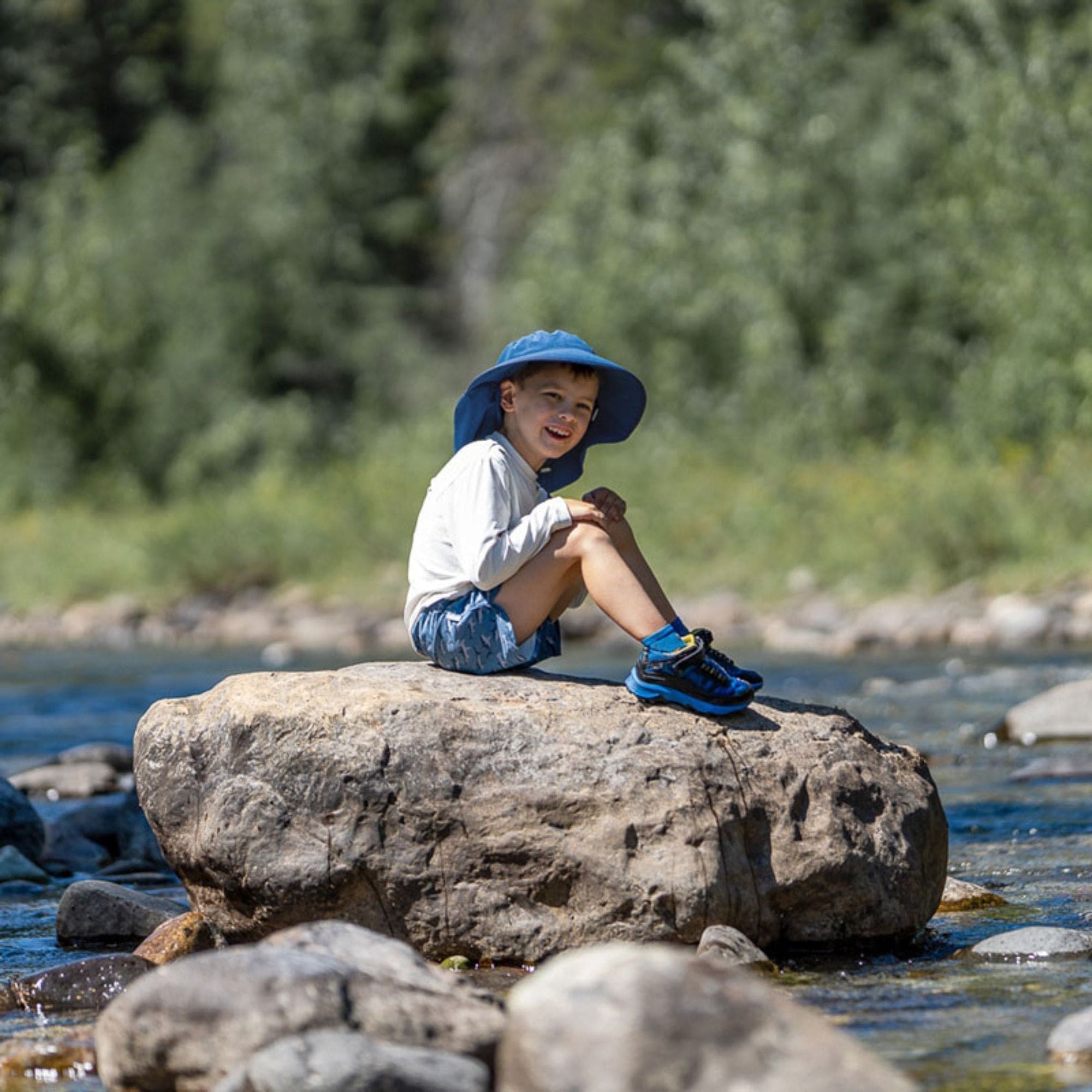 Jan & Jul Kids Aqua-Dry Water Repellent Adventure UPF 50+ Sun Hat - Blue