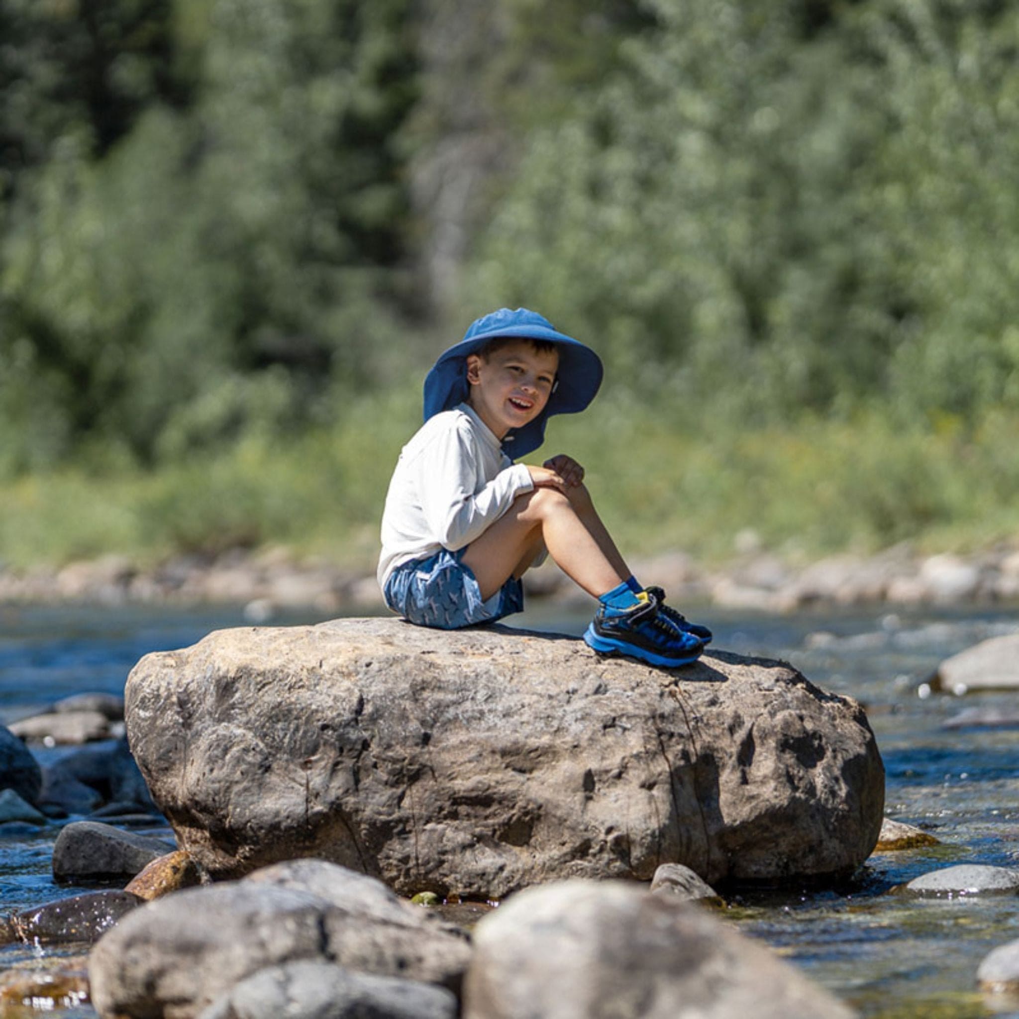 Jan & Jul Kids Aqua-Dry Water Repellent Adventure UPF 50+ Sun Hat - Blue