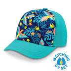 Jan & Jul Kids Cotton UPF 50+ Adjustable Xplorer Cap Aqua Parrot / Large (2-12 years old) HXP-PAR-L