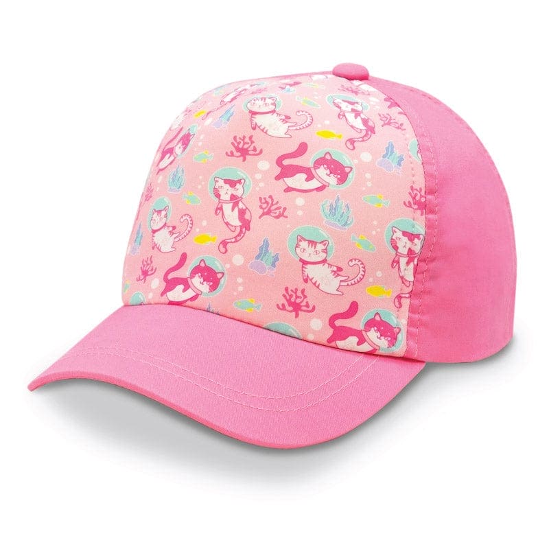 Jan & Jul Kids Cotton UPF 50+ Adjustable Xplorer Cap Pink Diving Cats / Large (2-12 years old) HXP-DCT-L