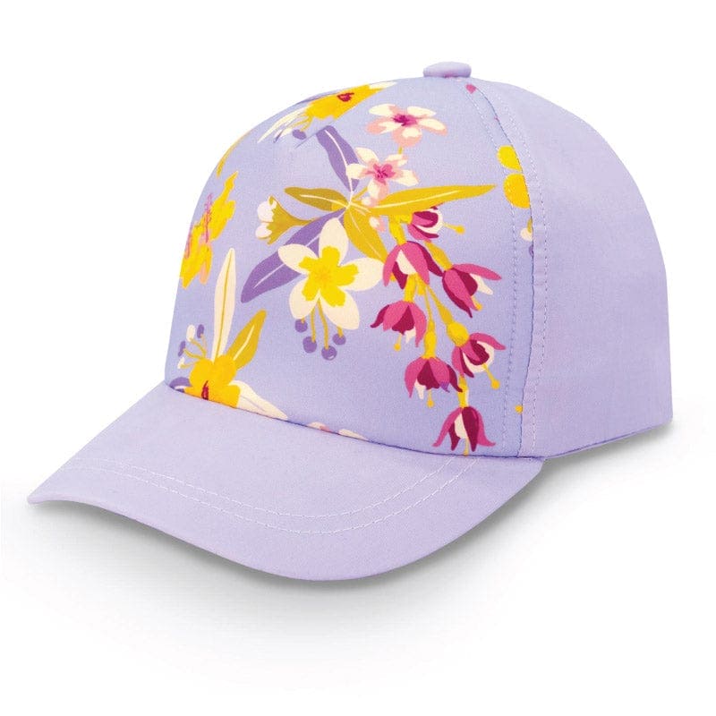 Jan & Jul Kids Cotton UPF 50+ Adjustable Xplorer Cap Purple Tropical Bloom / Large (2-12 years old) HXP-TBL-L