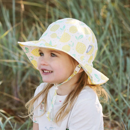 Jan & Jul Kids Gro-With-Me® Cotton Floppy UPF 50+ Sun Hat | Lemon Fresh