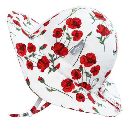 Jan & Jul Kids Gro-With-Me® Cotton Floppy UPF 50+ Sun Hat | Red Poppy