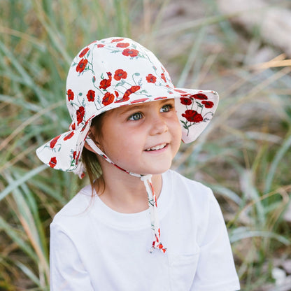 Jan & Jul Kids Gro-With-Me® Cotton Floppy UPF 50+ Sun Hat | Red Poppy