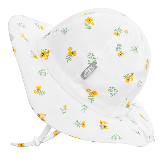 Jan & Jul Kids Gro-With-Me® Cotton Floppy UPF 50+ Sun Hat | Yellow Flower