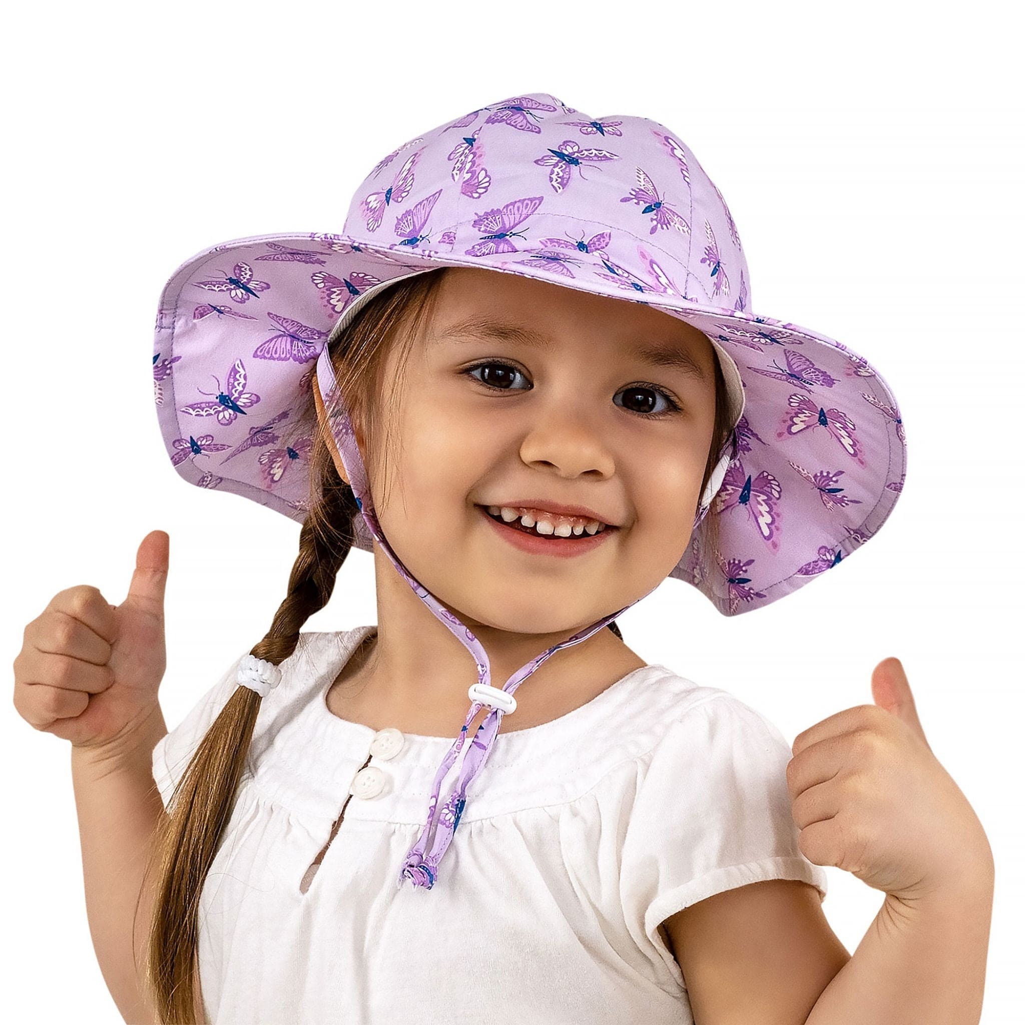 Jan & Jul Kids Cotton Floppy UPF 50+ Sun Hat - Purple Butterfly