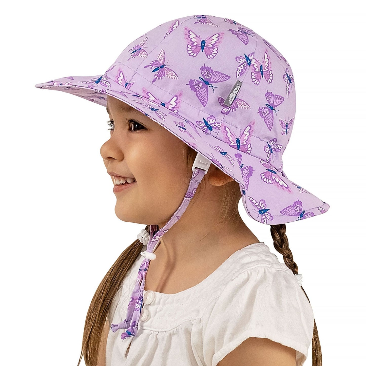 Jan & Jul Kids Cotton Floppy UPF 50+ Sun Hat - Purple Butterfly