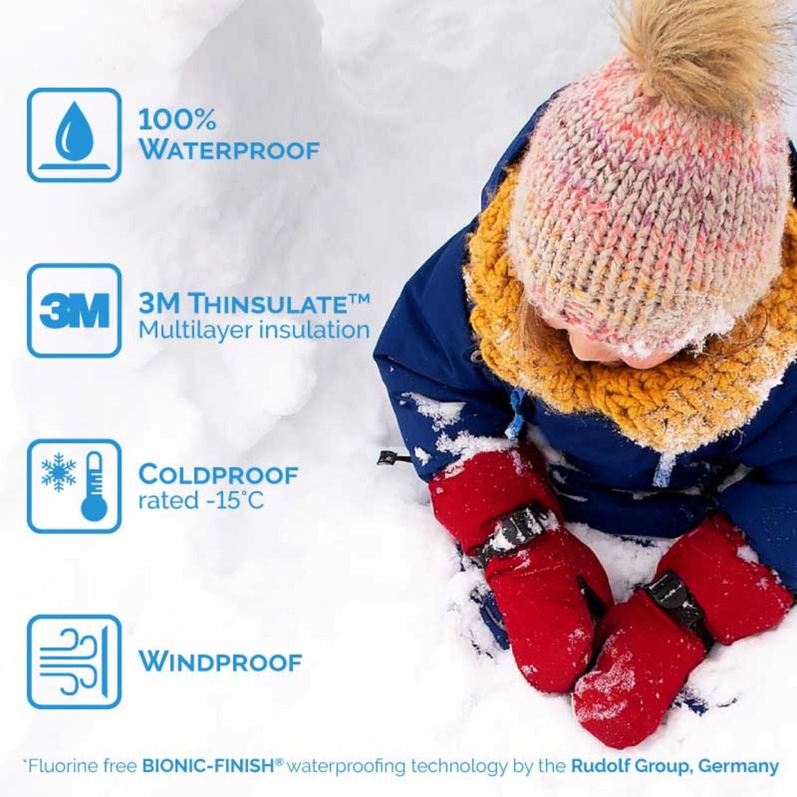 Jan & Jul Toasty-Dry Kids Waterproof Snow Mittens | Rated to -15 °C