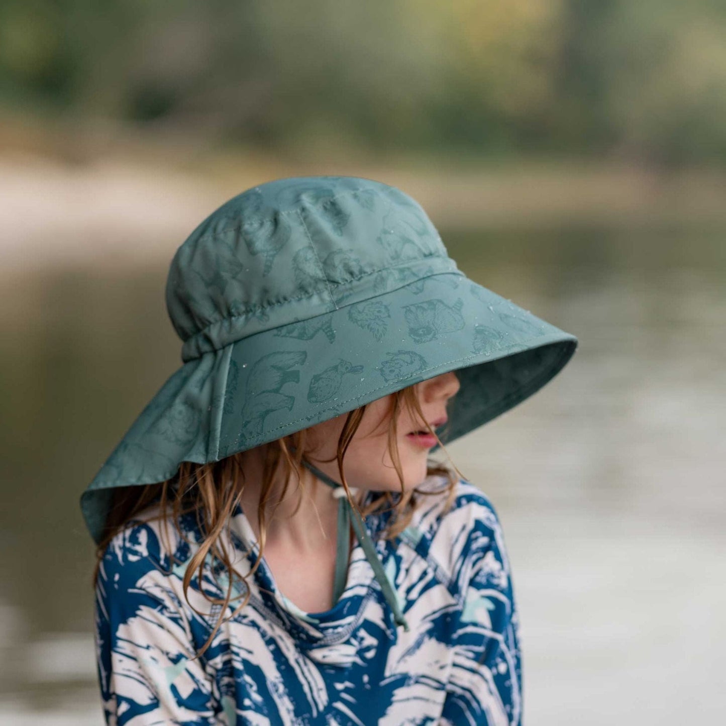 Jan & Jul Kids Aqua-Dry Water Repellent Adventure UPF 50+ Sun Hat - Forest Friends