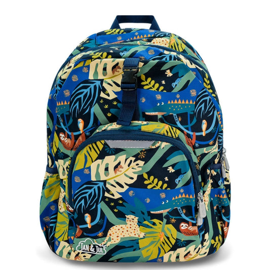 Jan & Jul Kids Backpack Jungle Nights with Built-In Waterproof Rain Cover