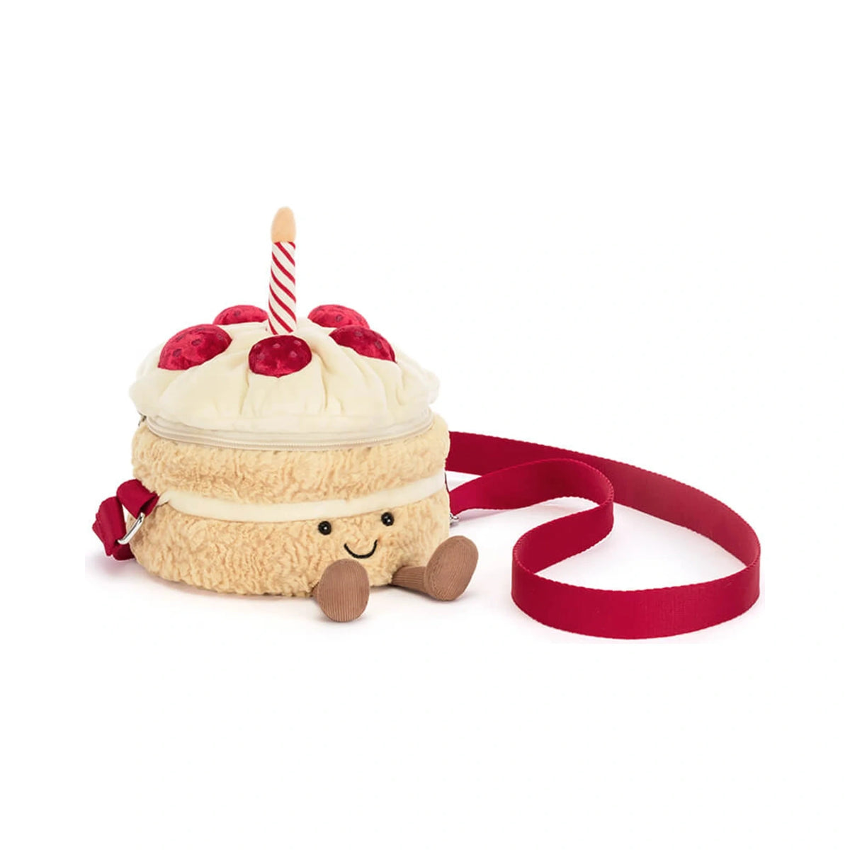 Jellycat Amuseables Birthday Cake Bag 18cm showing corduroy boots.