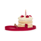 Jellycat Amuseables Birthday Cake Bag 18cm showing velvet strawberries.