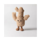 Front view of Jellycat Amuseables Ginger showing cheerful smiling embroidered face and soft fuzzy ginger plush body.