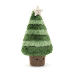 Plush toy Christmas tree with a star on top against a white background