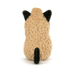 Jellycat Amuseables Peanut Cat Outfit showing black plush fabric from behind.