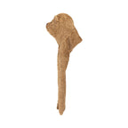 Side view of Jellycat Bartholomew Bear Bundlesnug showing soft fuzzy brown plush hood silhouette.