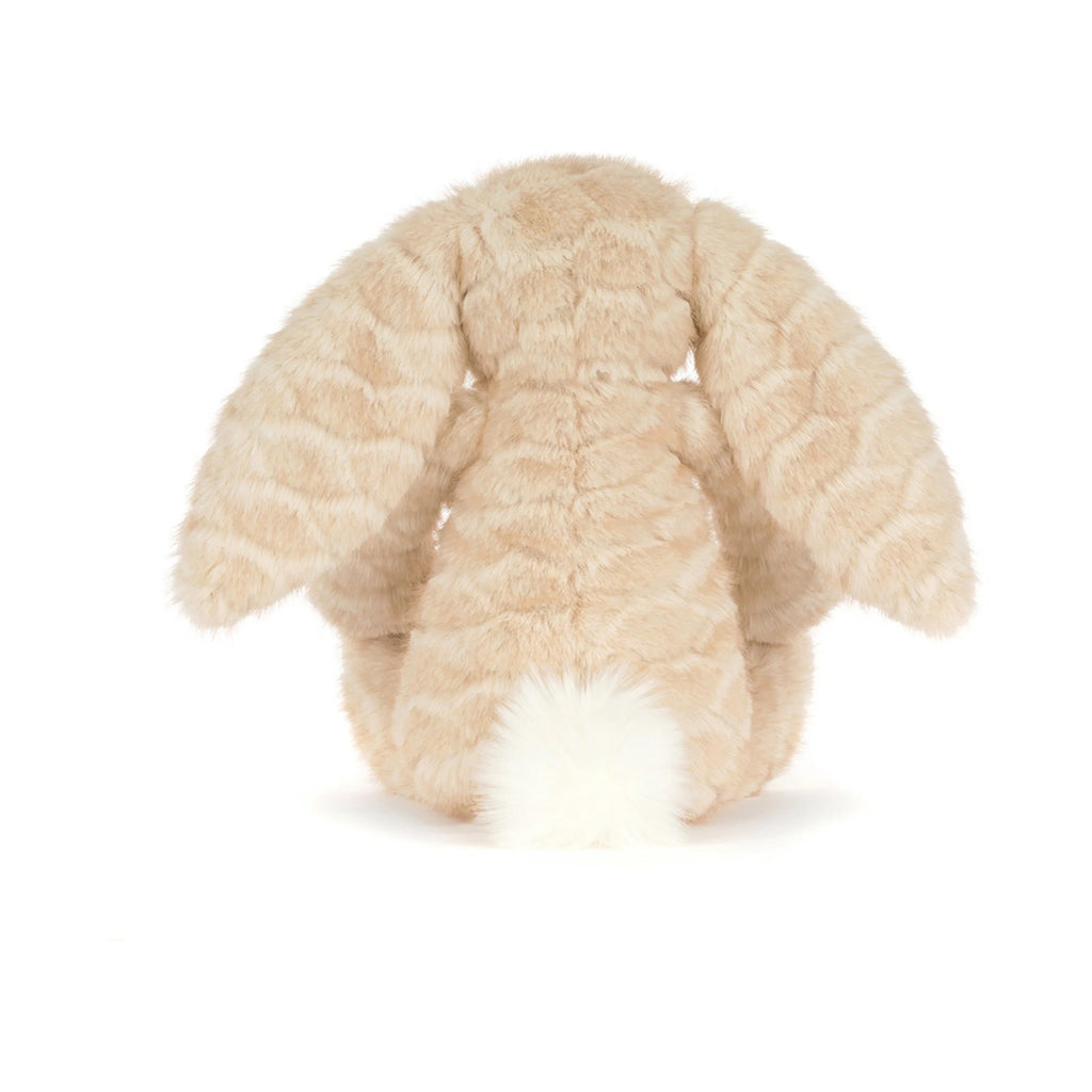 Back view of Jellycat Franilla Luxe Bunny showing long floppy textured bunny ears.
