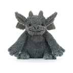 Jellycat Growlston Gargoyle showing shaggy plush grey fabric.