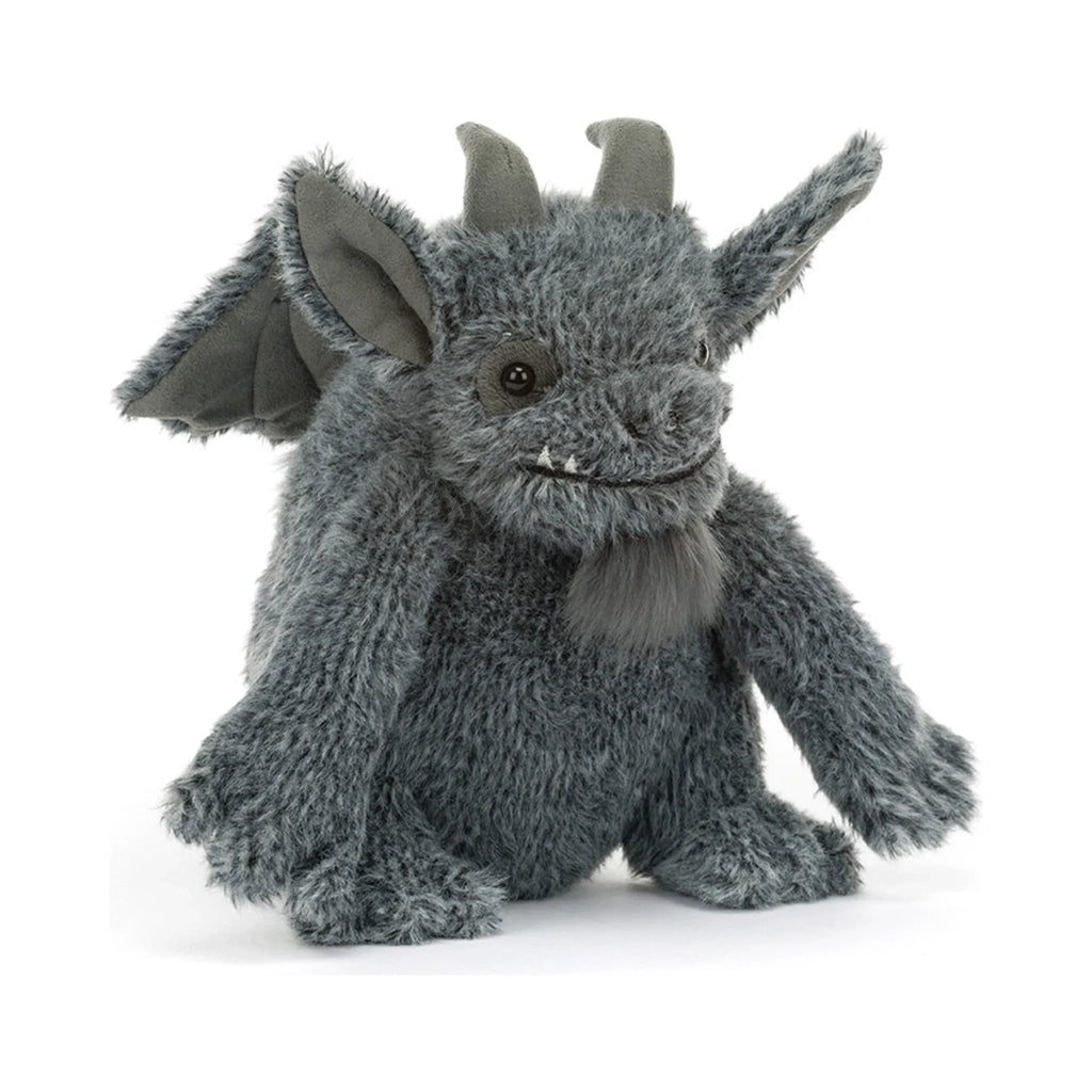 Jellycat Growlston Gargoyle showing soft grey fuzzy texture.