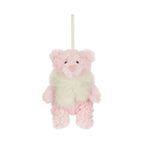 Front view of Jellycat Leola Bear Winter Warmer Decoration showing baby pink plush bear.