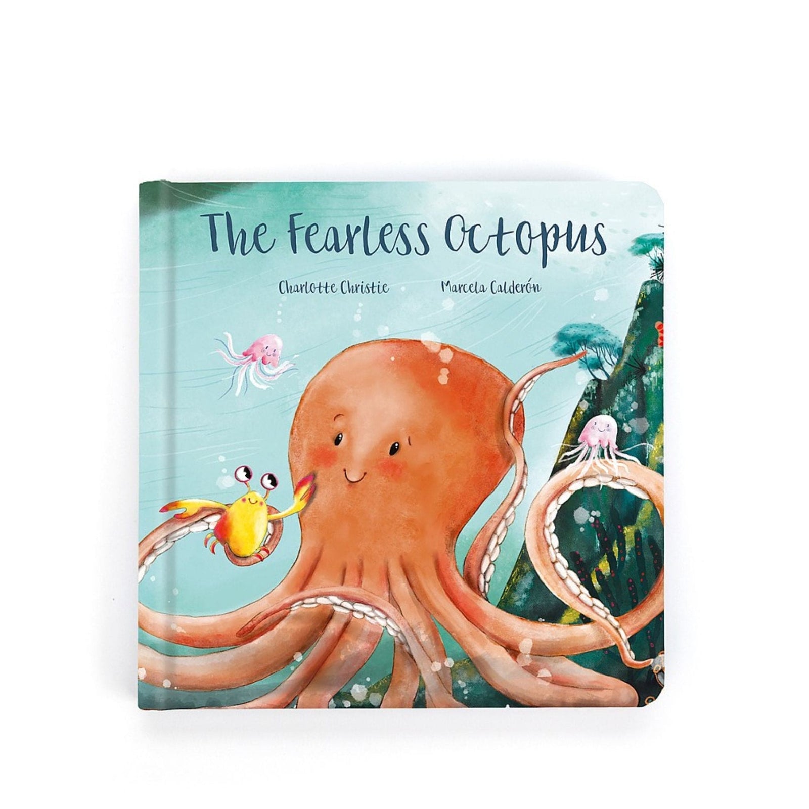 Children's book titled 'The Fearless Octopus' with an illustration of an octopus on a white background.