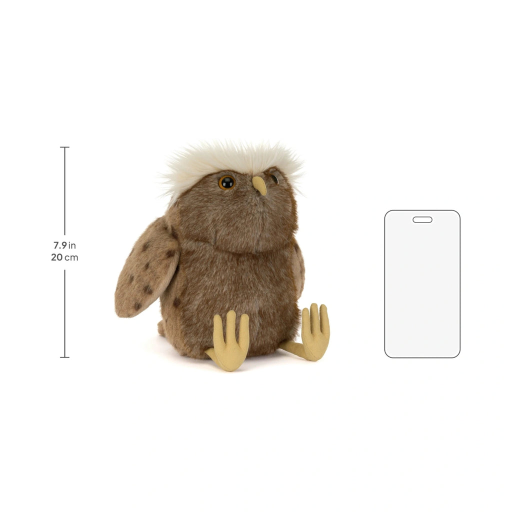 Scale reference of Jellycat Tawoola Owl next to measuring height reference.