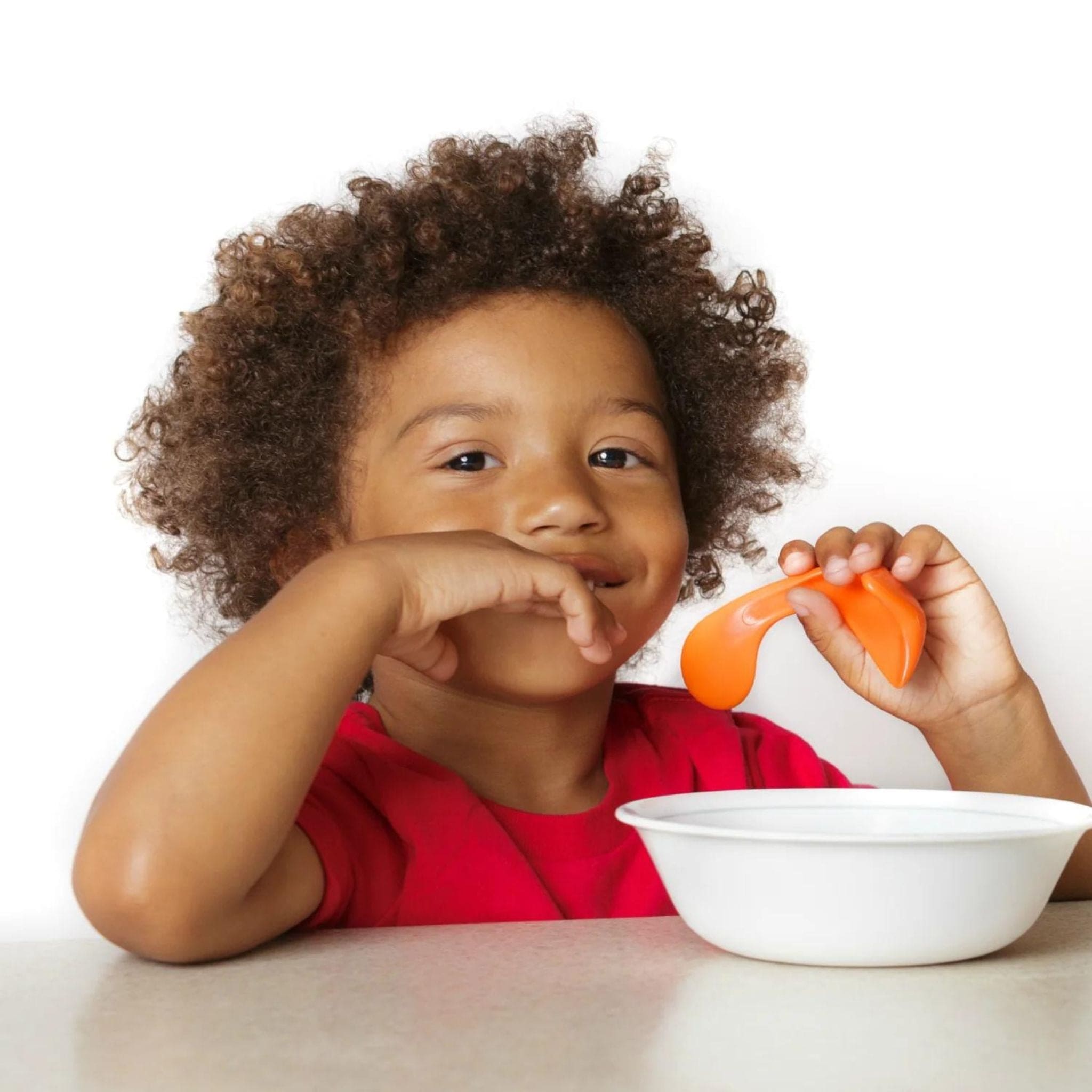 Kizingo Kids Toddler Left-Handed Curved Spoon Twin-Pack