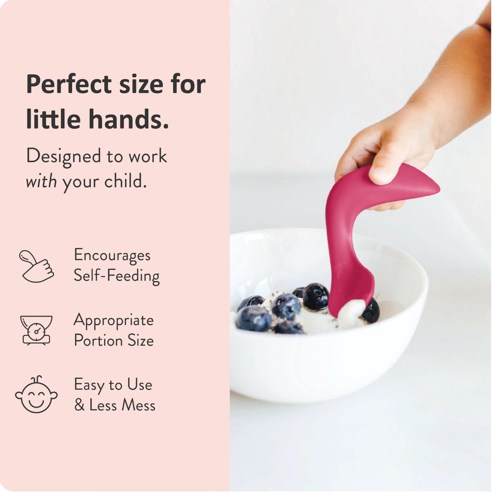 Kizingo Kids Toddler Left-Handed Curved Spoon Twin-Pack