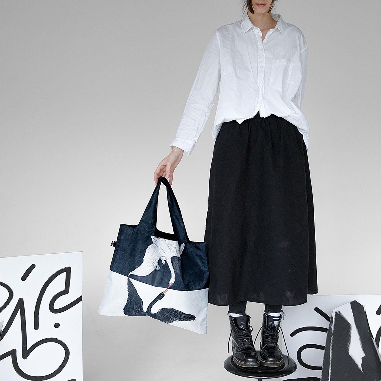 LOQI Hilma af Klint The Swan Recycled Bag | Abstract Art Tote
