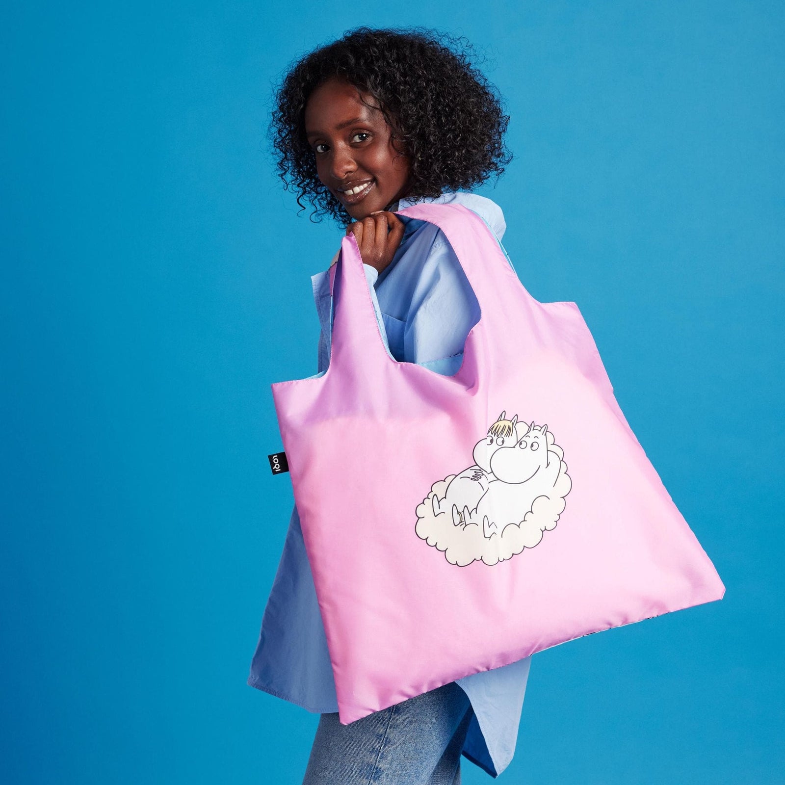 LOQI Moomin Cloud Recycled Bag | Foldable Travel Shopper